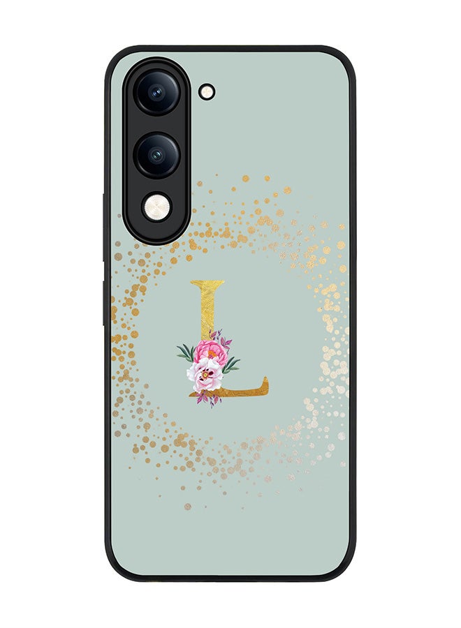 For vivo Y29s 5G / Y19s 5G Case,Slim fit Camera Protection, Shockproof Thin Phone cover  - Custom Monogram Floral - L  (Light Grey )